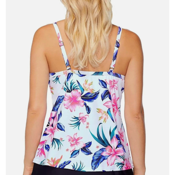Island Escape Floral Tankini Underwire Tropical Swim Top Size 10 NWT - Picture 2 of 4